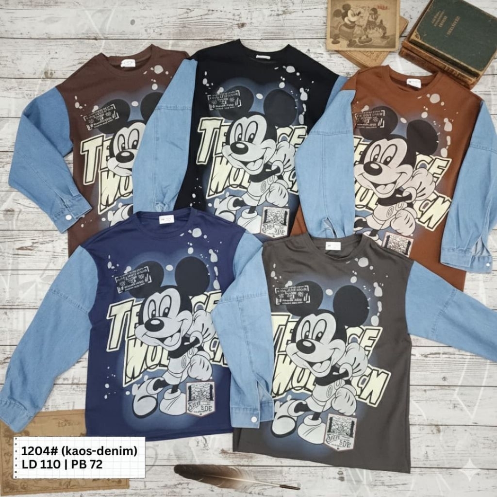bkk atasan kaos kombi jeans mickey 1204