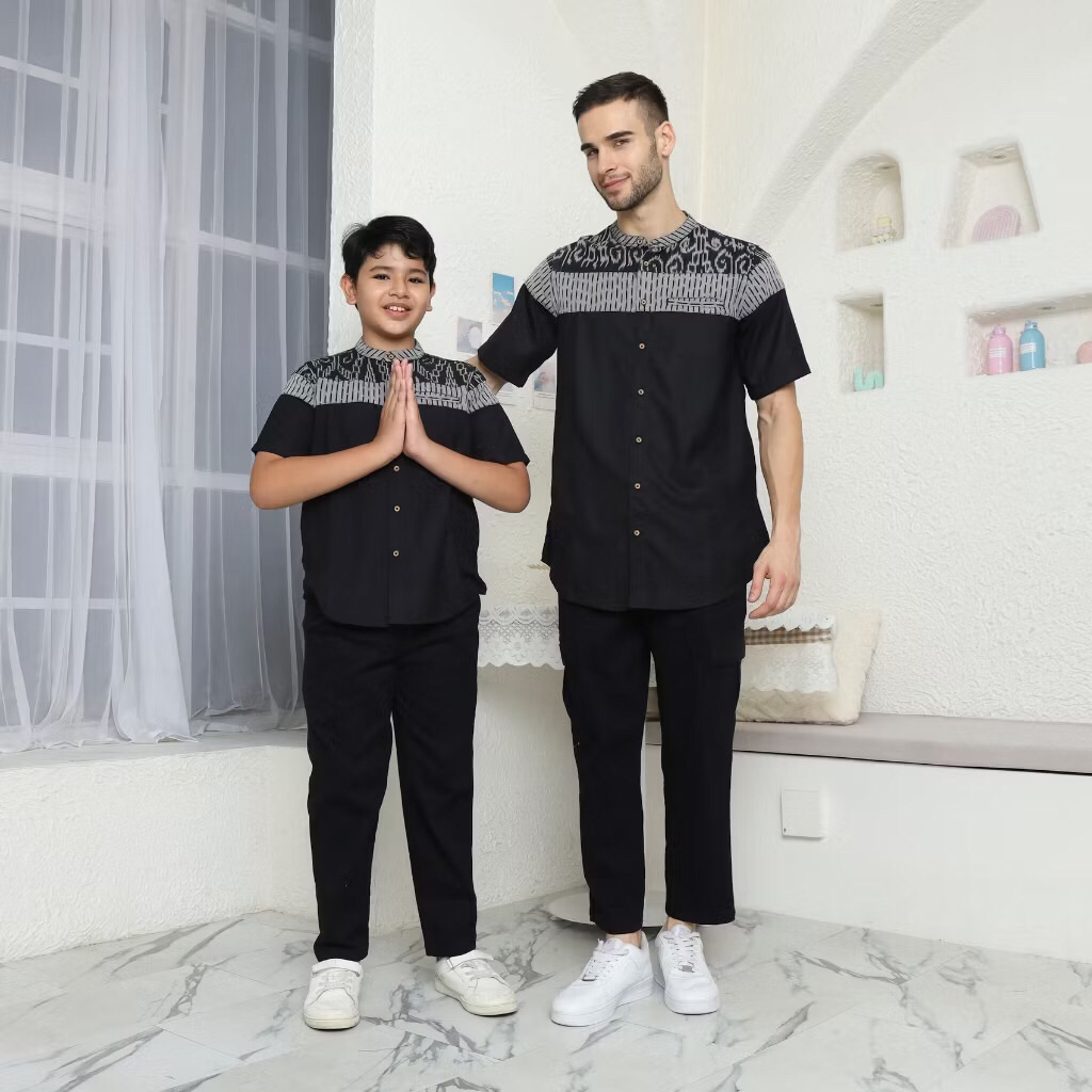 Baju Koko Fatih. Baju koko pria lengan pendek Pecah Pola
