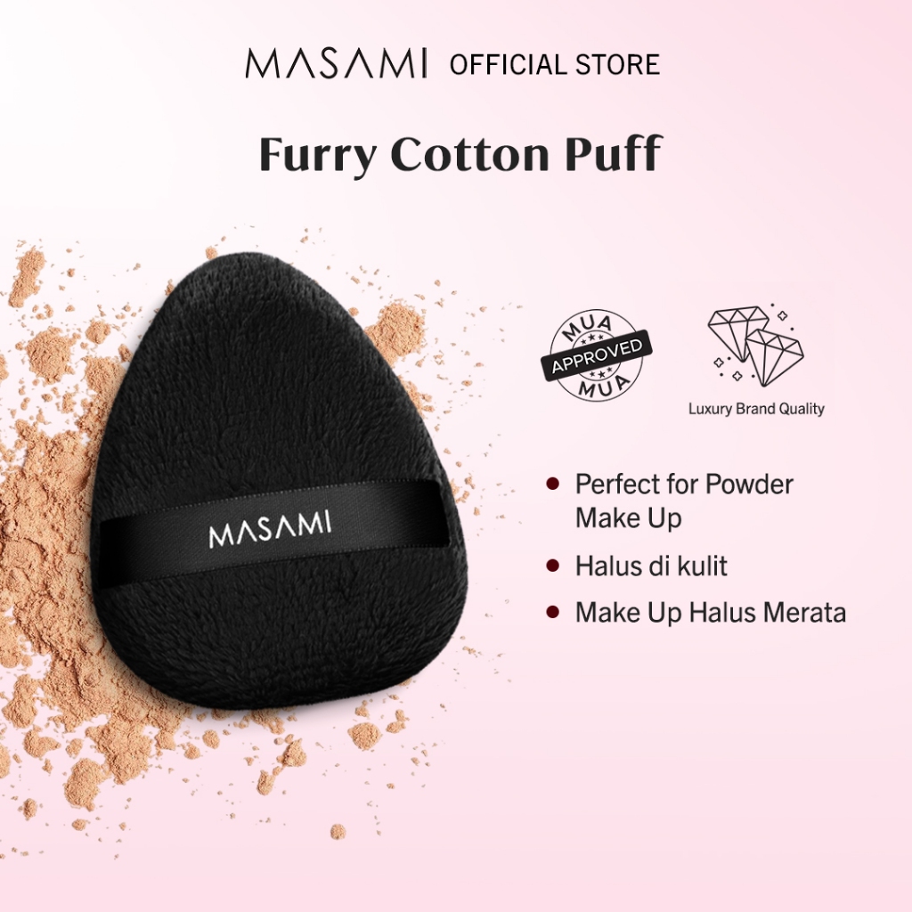 Masami Furry Puff Soft Cotton Puff | Puff Bedak Tabur | Puff Sponge Bedak Tabur dan Padat | Spons Be