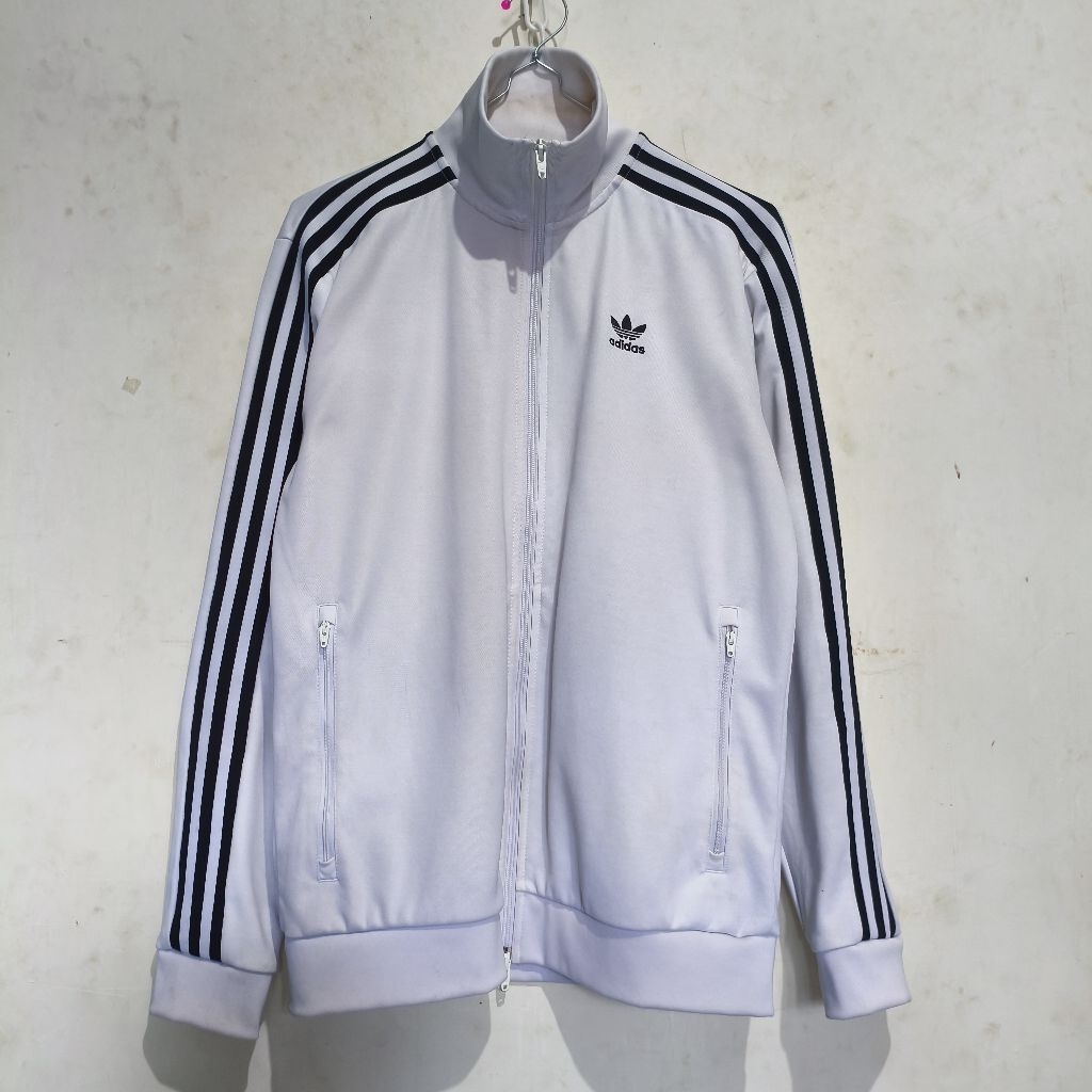 tracktop adidas beckenbauer putih strip hitam