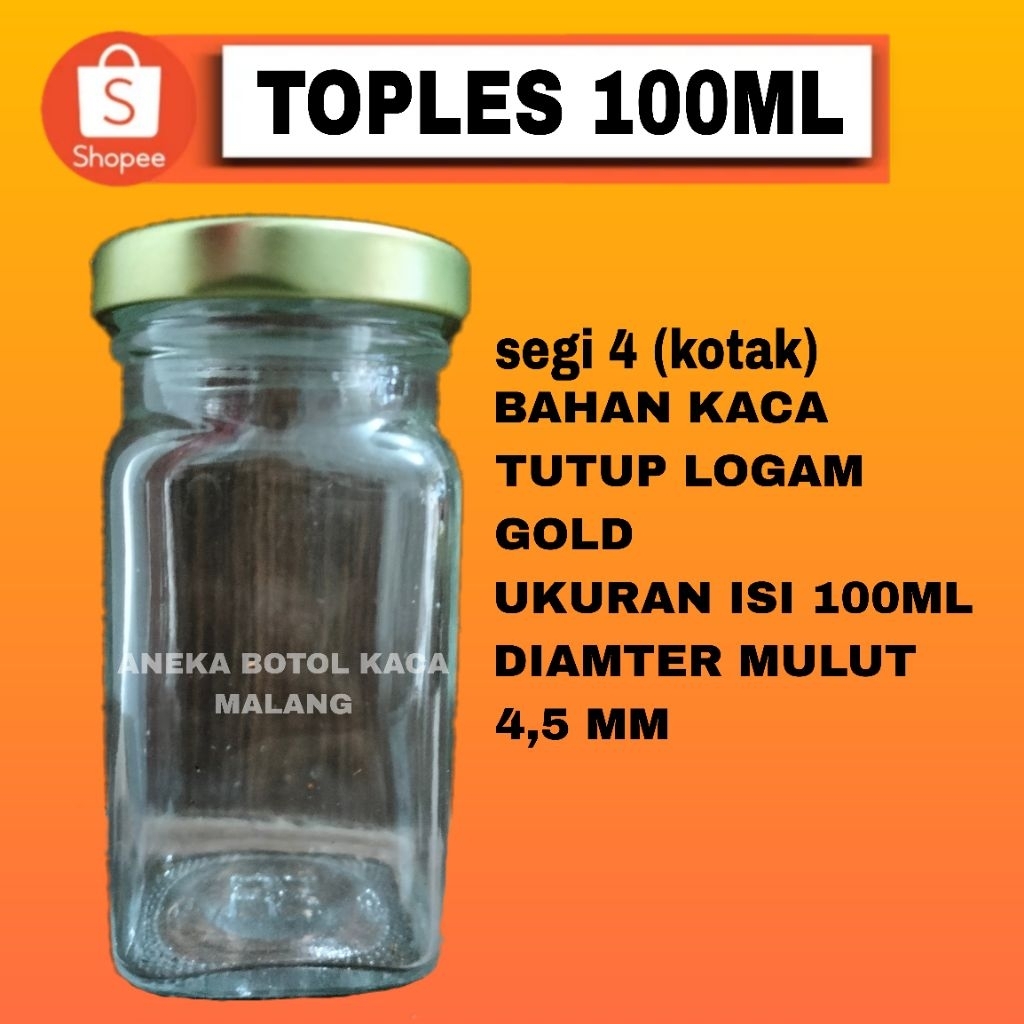 botol toples kaca 100ml, toples jar 100ml