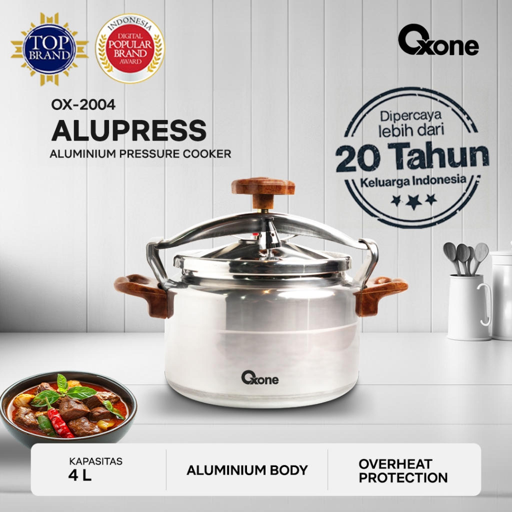 Oxone  OX2004 Presto Panci Alumunium Pressure Cooker 4L Premium