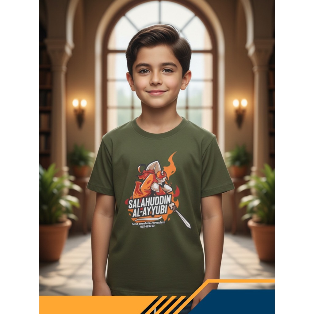 Kaos Anak Laki-laki Murah Kaos Anak Islam SALAHUDDIN AL-AYYUBI 5-12 Tahun