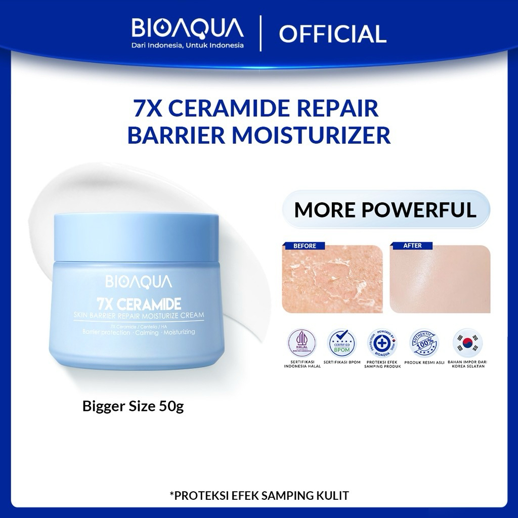 PRELOVED  BIOAQUA 7X Ceramide Skin Barrier Repair Moisturizer Cream 50g Pelembab Wajah Cream Pemutih