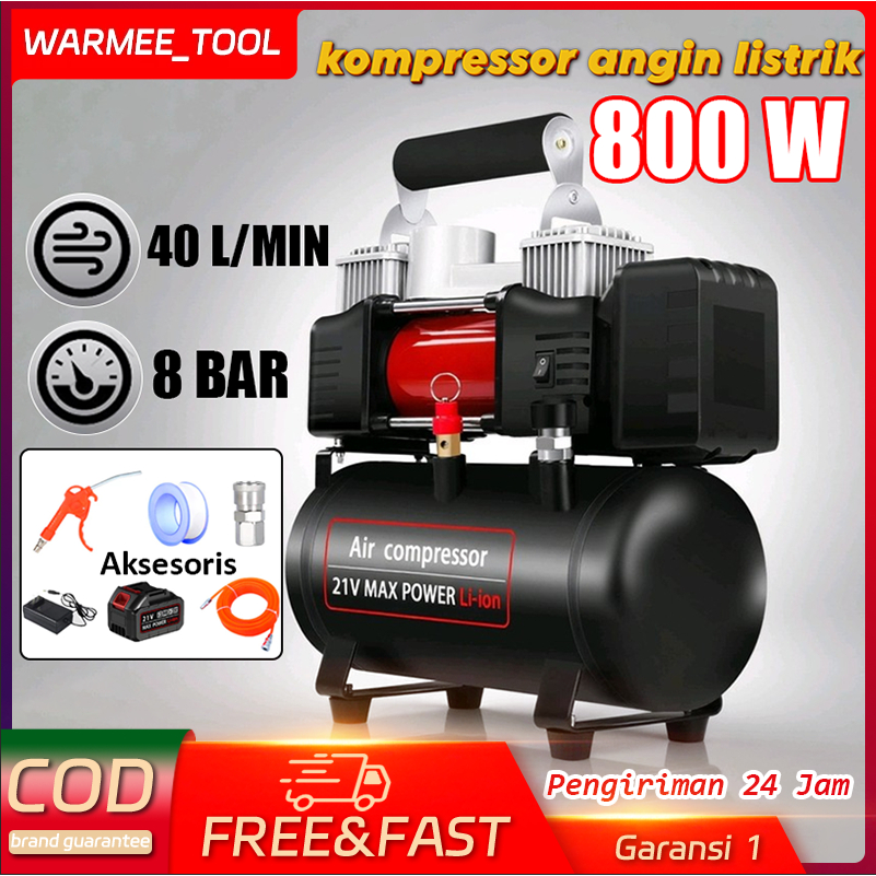 WARMEE Kompresor Angin Listrik Cordless 800W Silent Tanpa Minyak Portabel Kompresor Udara Listrik