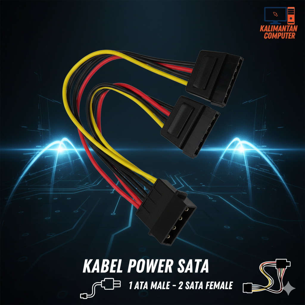 KABEL POWER SATA CABANG 1 ATA MALE - 2 SATA FEMALE