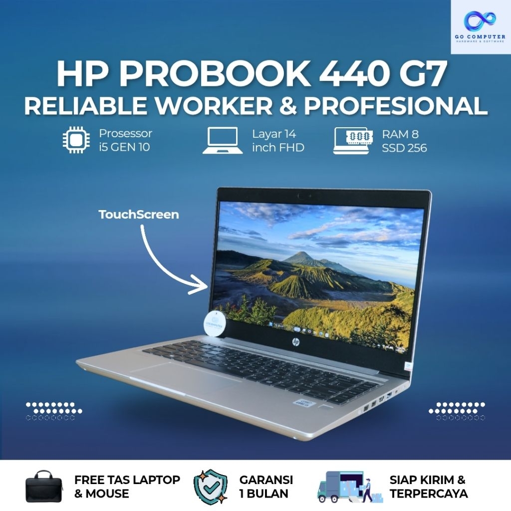 HP ProBook 440 G7 i5GEN10 RAM 8GB SSD 255GB TOUCHSCREEN