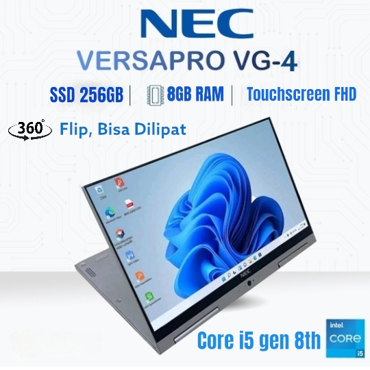 Nec Versapro VG-4 2in1 Touchscreen Core I5 Gen 8th SSD 256GB Ram 8GB Laptop Ringan Bisa Dilipat nbn9