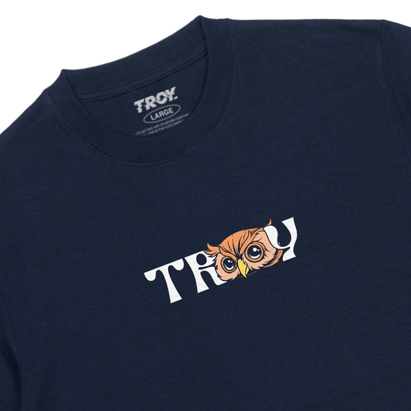 Troy Company T-shirt Blue Navy Gufo Marrone - Kaos Lengan Pendek Kaos Biru Navy MTD 2760
