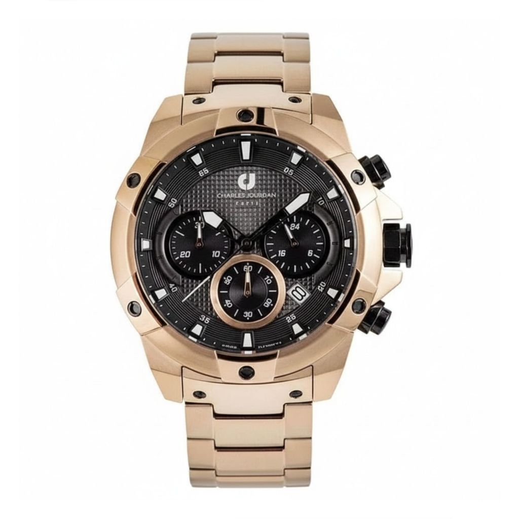 Jam Tangan Pria Charles Jourdan Black Dial Men Stainless Steel Strap Analog CJ1077-1792C Original