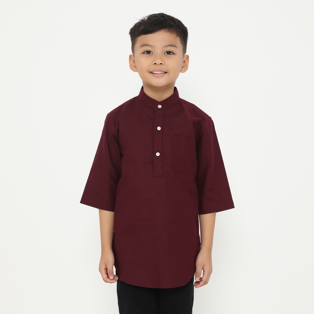 Dancus Kemeja Koko Pakistan Anak / Koko Kurta Anak Warna Maroon OLRM353