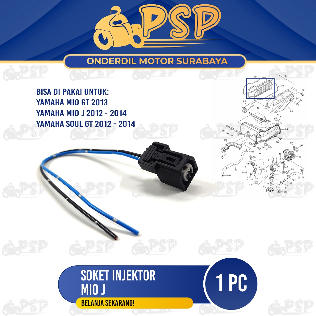 Soket Injektor Mio J - Kabel Socket Lawan Injector Yamaha Mio J 2012 Mio GT 2013 Soul GT 2012