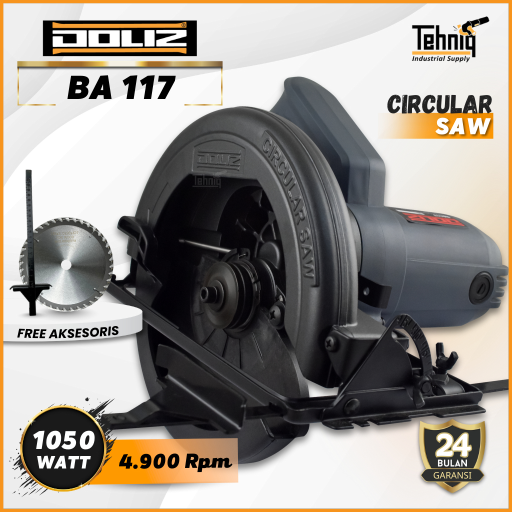 Doliz BA117 Mesin Circular Saw Baterai Cordless Brushless