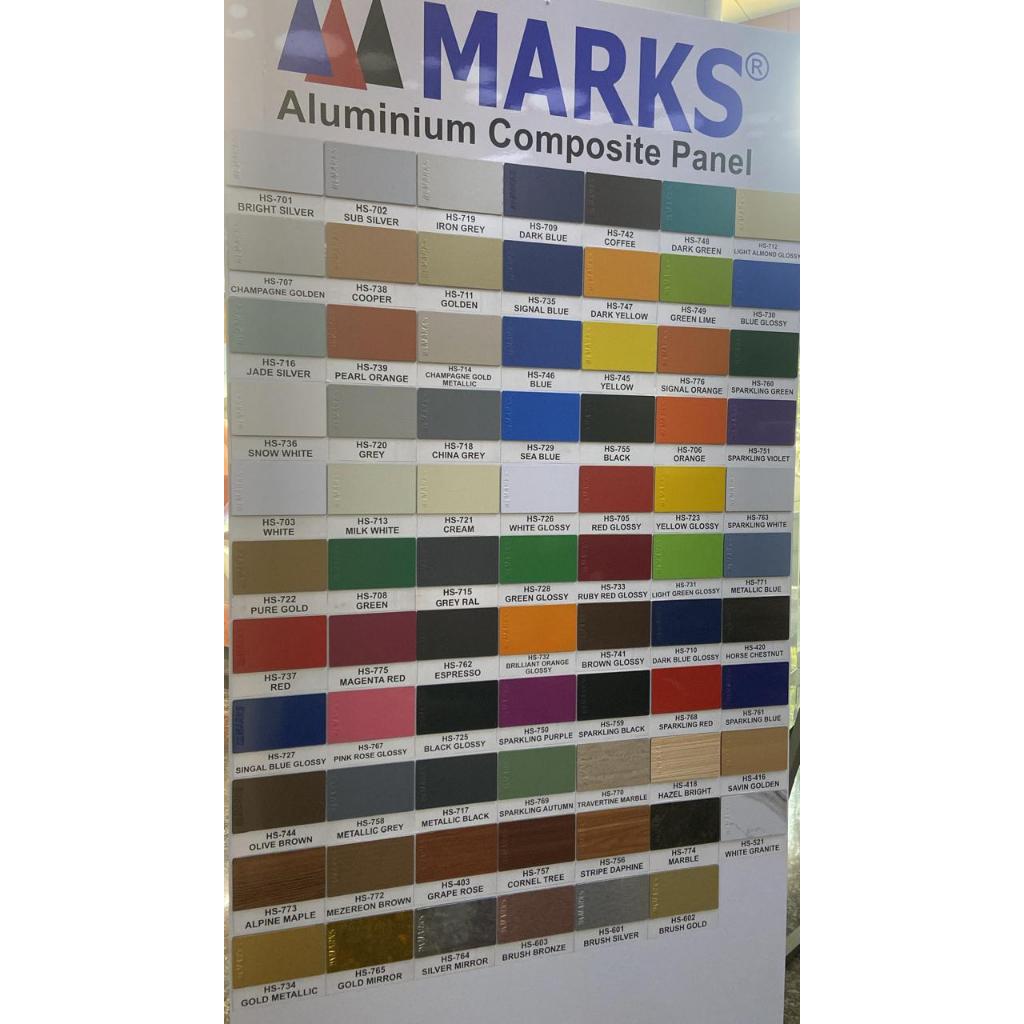 ALUMUNIUM COMPOSITE PANEL PE 4MM (interior) 0.21mm ACP merk MARKS