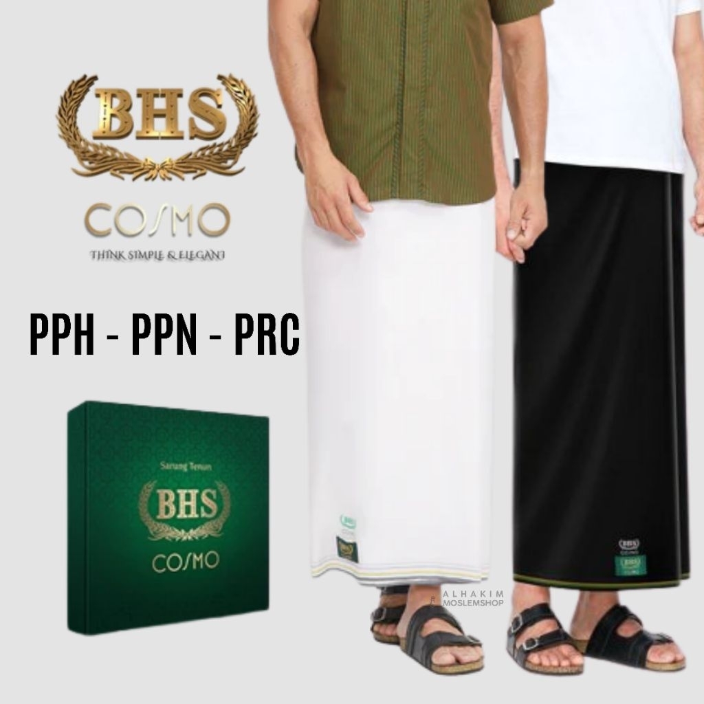 Sarung BHS Cosmo Gold PPH PPN PRC BHS Terbaru Putih Hitam Polos Original