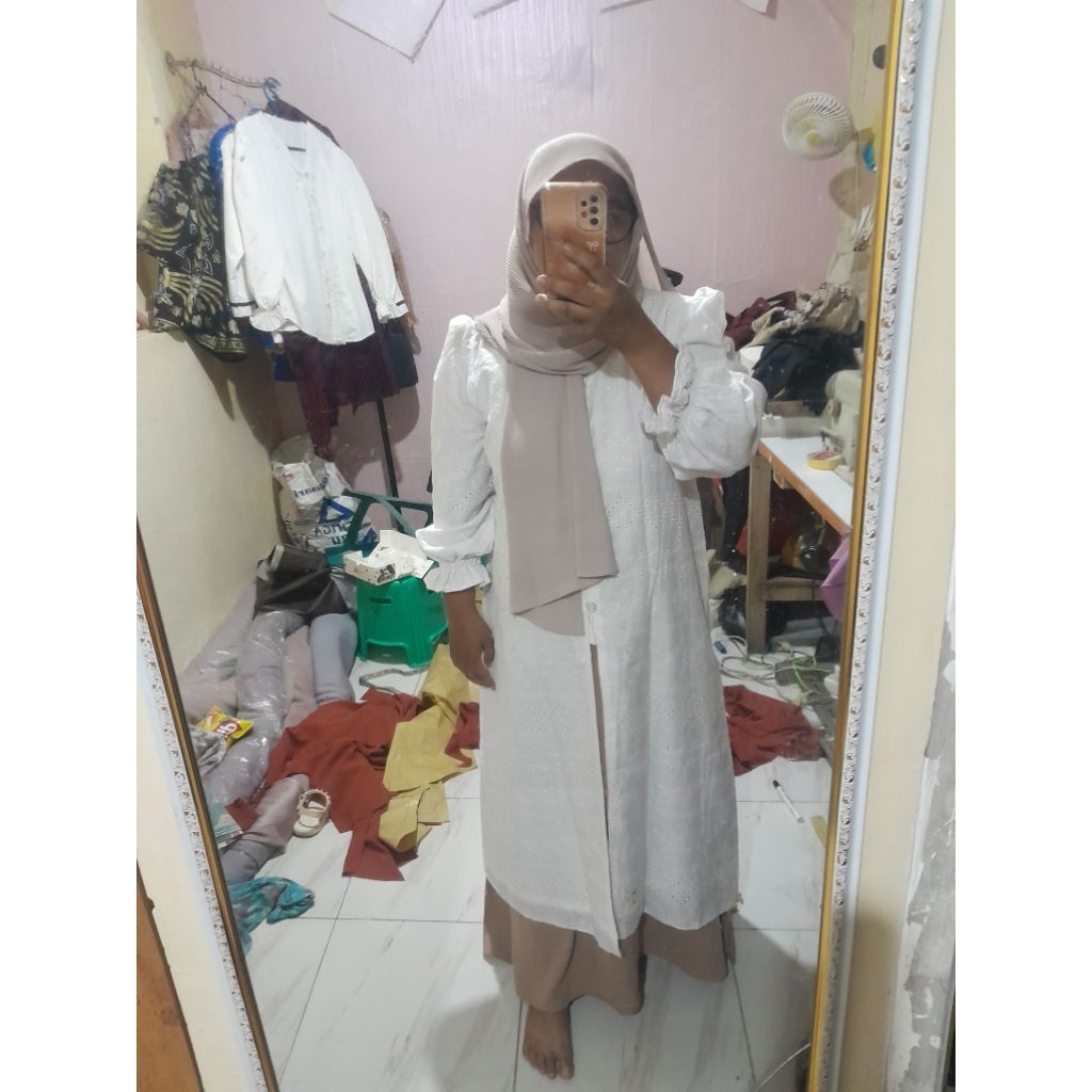 Tunik katun bolong bordir full furing