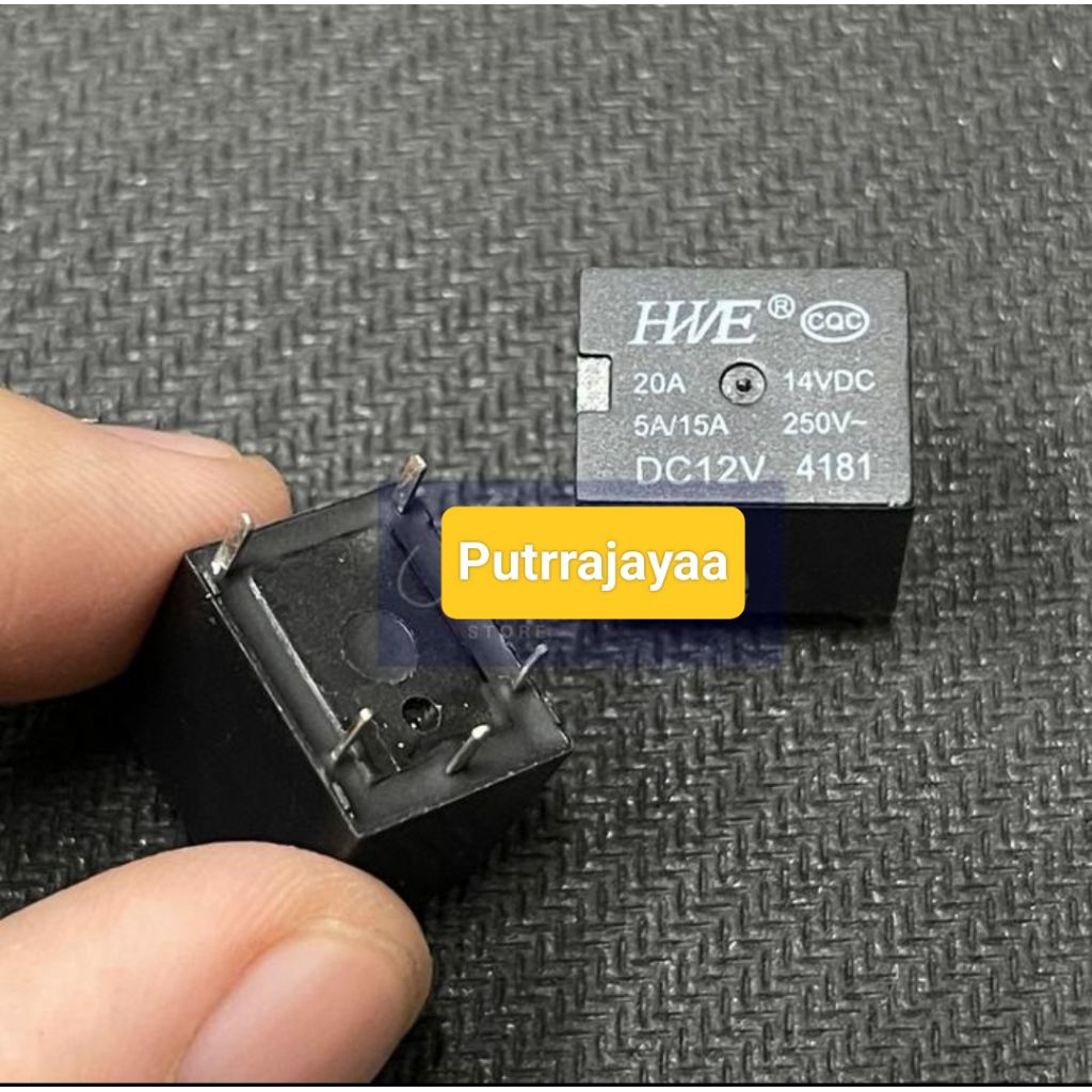 Relay DC 12V 20A 5 Kaki HWE Hitam 5 Pin 12 Volt ( Kualitas Bagus 20A )