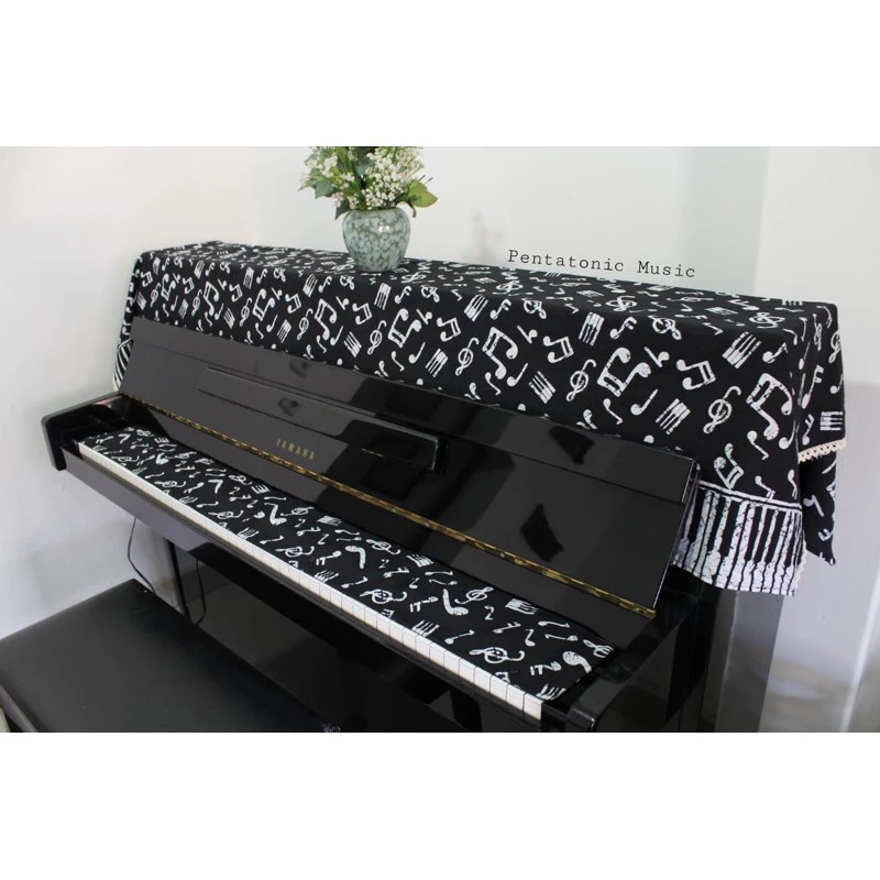 Piano cover batik / Set Penutup Piano tuts cover / Sarung Piano motif musik