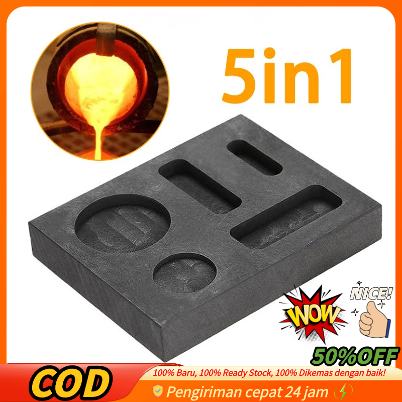 Asli Graphite Ingot Mould 5 In 1 Cetakan Ingot Grafit High Density Emas Silver Aluminium Kaca Bulat 