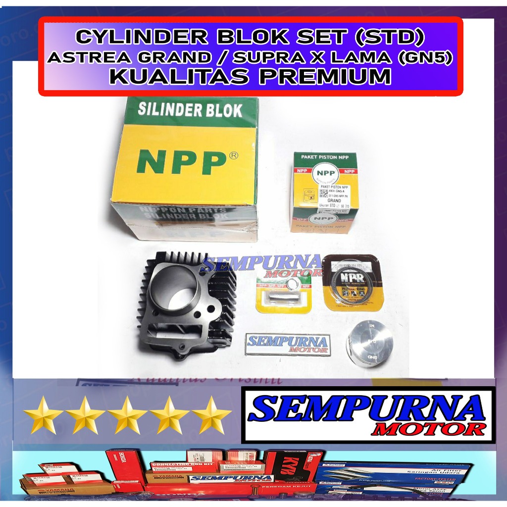 Blok Seher Set Silinder Blok Set (STD) Astrea Grand Supra X Lama (GN5) Merek NPP Kualitas Terbaik