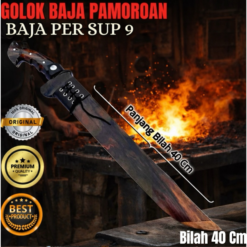 Golok Baja Per Asli Pamoroan Songket Sonokeling 40cm Tajam Kuat Tahan Lama