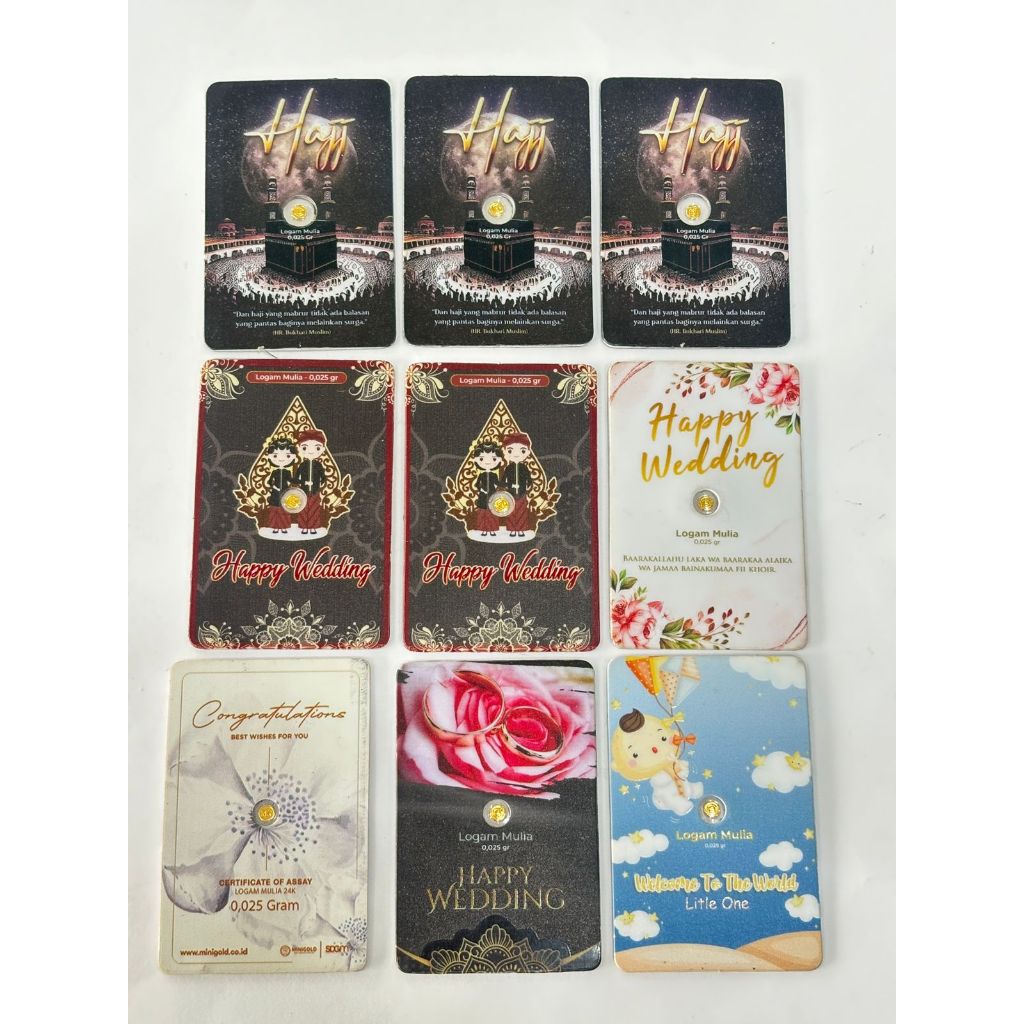 0.025 GRAM MINI GOLD HAPPY WEDDING CONGRATULATIONS HAJI ISLAM HADIAH ISLAMIC GIFT LM LOGAM MULIA EMA