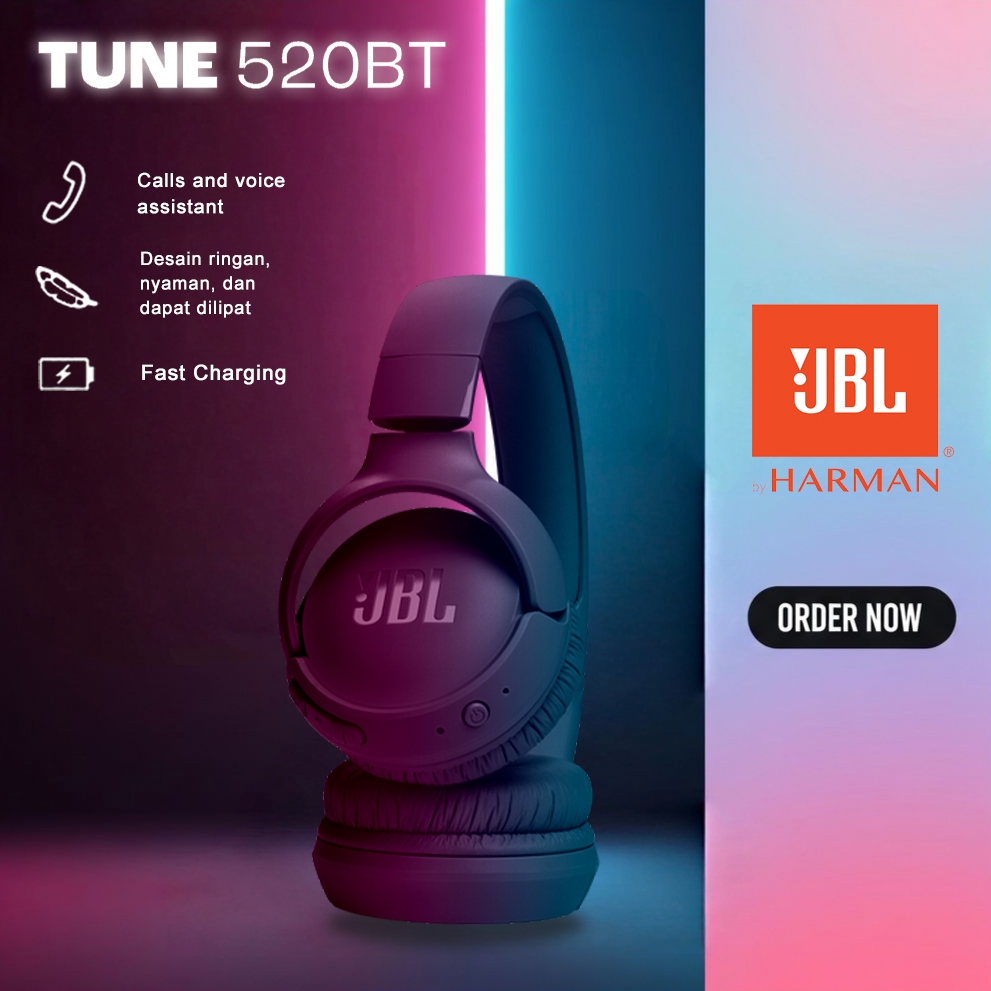 JBL Tune 520BT Wireless On Ear Headphone Bluetooth 5.3 Headphones T520BT MultiPoint Connection Heads