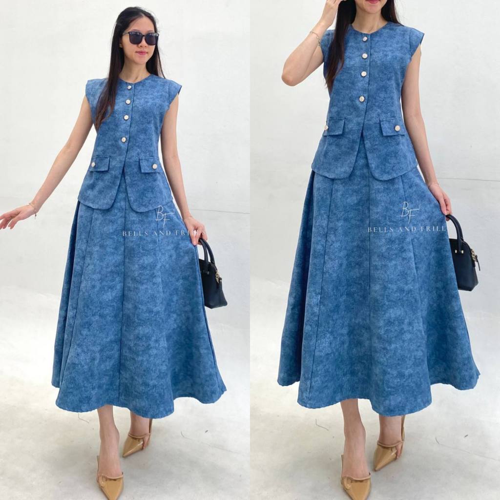 TISA One Set - Setelan Atasan Crop | Set Rok Midi Wanita | Blazer On Set Wanita Korean Style B1278