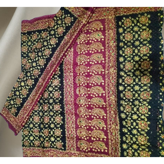 Kain Selendang Jumputan Viscose Titik Tujuh Prada Timbul Emas Couple Wanita Batik Merah Hitam Handma