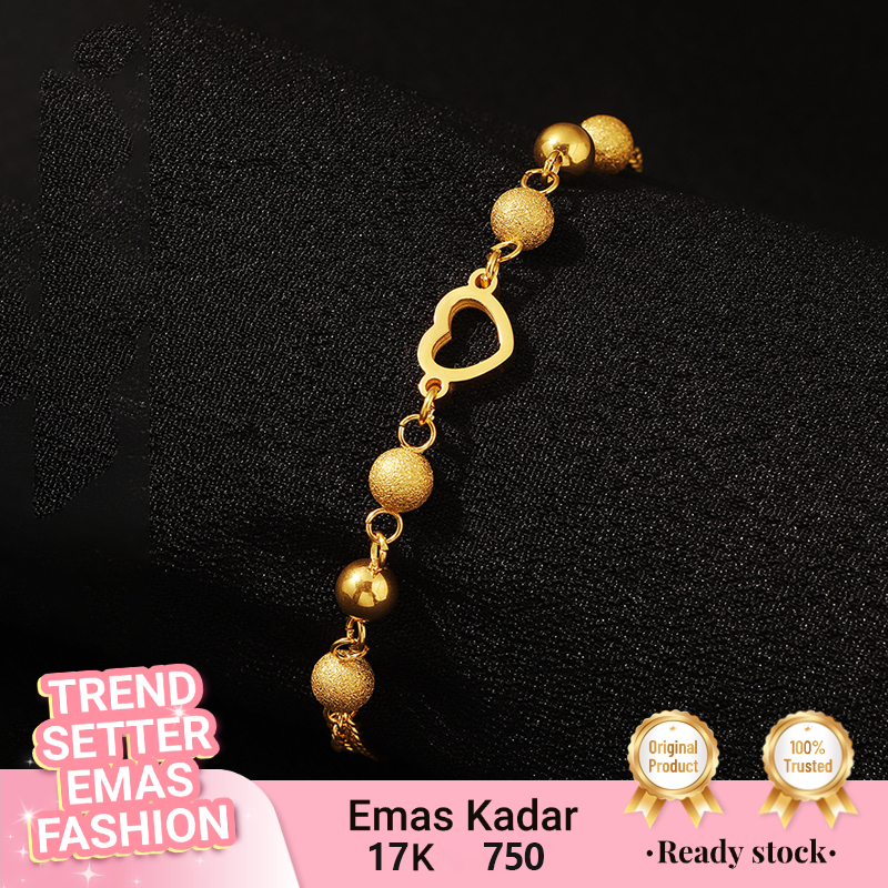 Gelang Emas Shiny Lovisa Heart Gold 17K