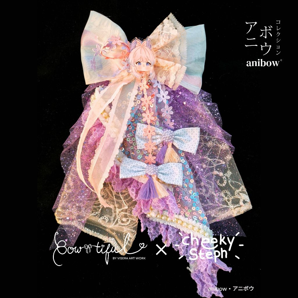 Anibow Kokomi 1 Genshin Impact Bow Jepit Rambut Aksesoris Cosplay Hairpiece Headpiece
