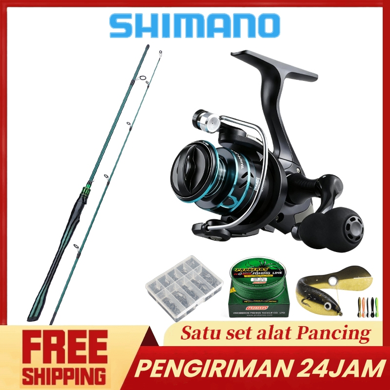 SHIMANO Set Pancing Laut & Air Tawar Joran Karbon Berongga 2 Bagian Tipe M 1.65/1.8/2.1m Dilengkapi 