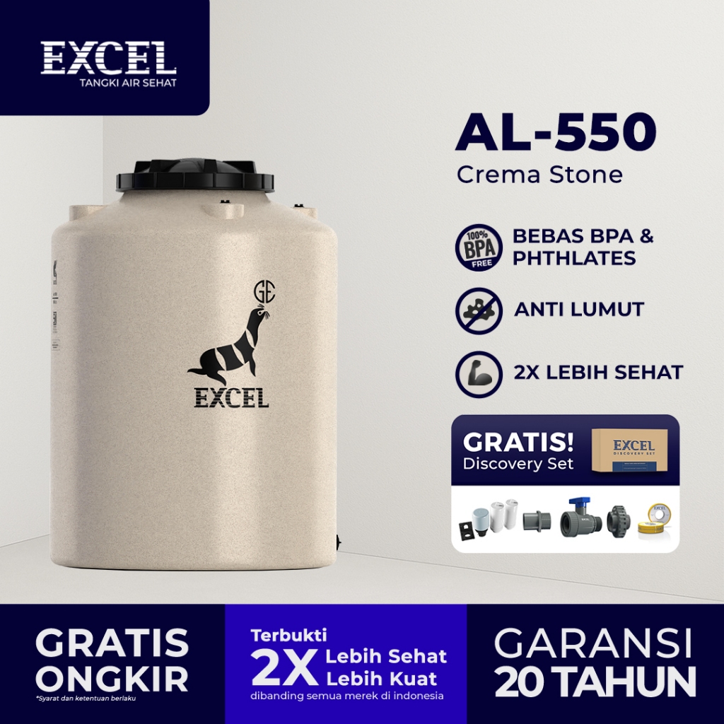 Tangki/ Tandon/ Toren air EXCEL - Roto AL-550 Creme Stone Grahaexcel. Anti lumut, lebih sehat. Tando