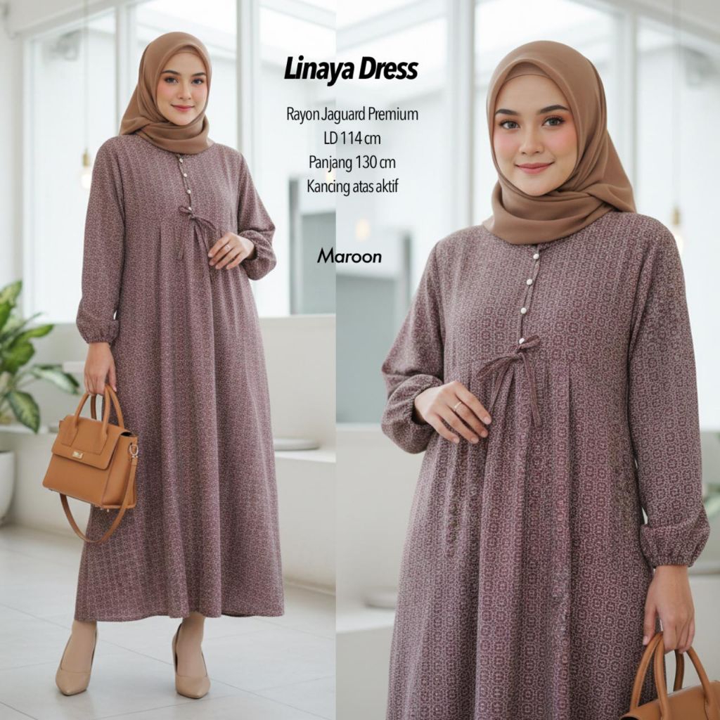 LINAYA DRESS WANITA KATUN JAGUAR / DRESS JAGUAR PREMIUM