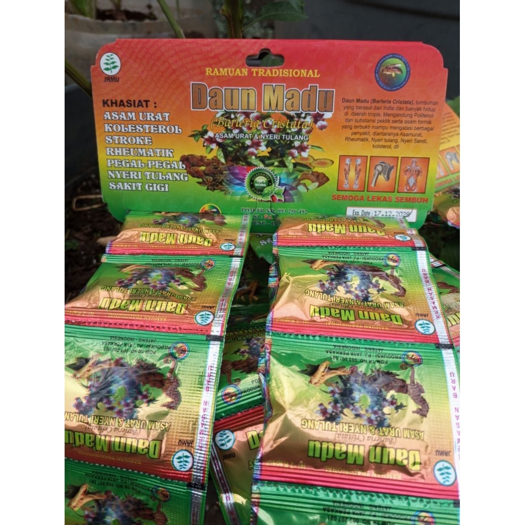Asam urat.Daun madu Extra kulit manggis isi 20 sachet @2kapsul