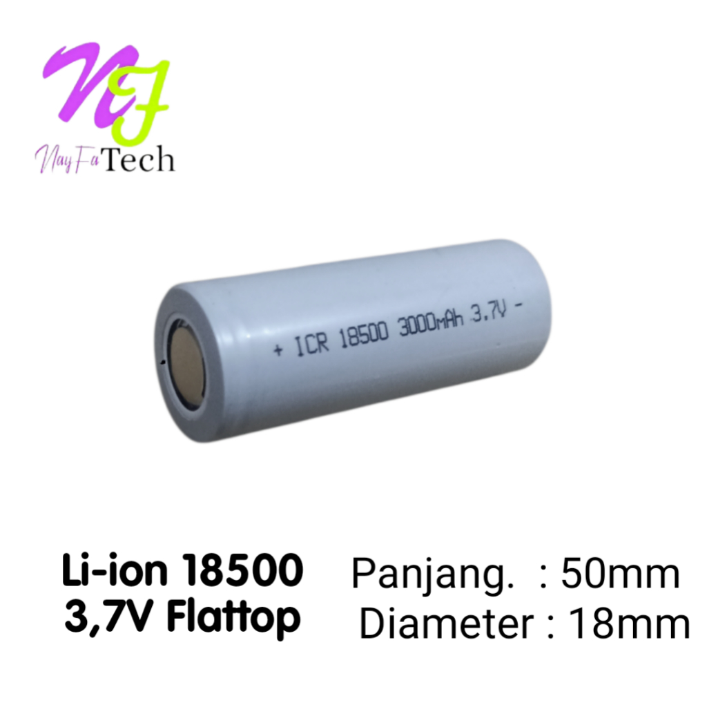 Batterai Charger ICR 18500 Li-ion 3.7v - 3000mAh Jenis Lithium