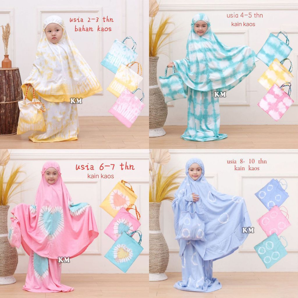 MUKENA ANAK USIA 4-10 TH REMAJA -20th BAHAN KAOS ADEM MUKENA KAOS/MUKENA BATIK /COD  HARGA TERMURAH 