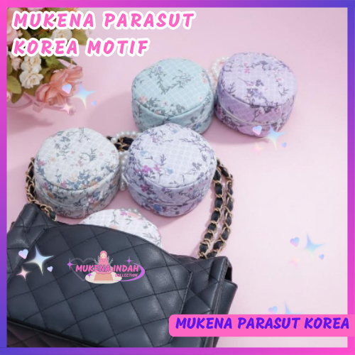 Mukena Traveling Parasut Korea Premium Motif Cantik Terbaru 2026 Genggam Mini Terkecil