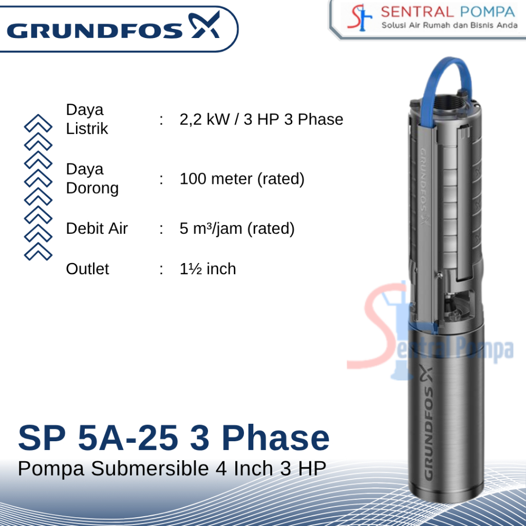Grundfos SP 5A-25 3HP 3Phase Pompa Submersible | Sentral Pompa
