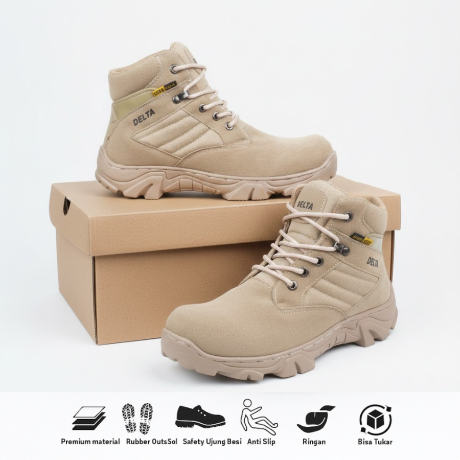 Sepatu Boots Safety  Delta Cordura Tinggi Pendek sepatu PDL PDH Outdoor Murah