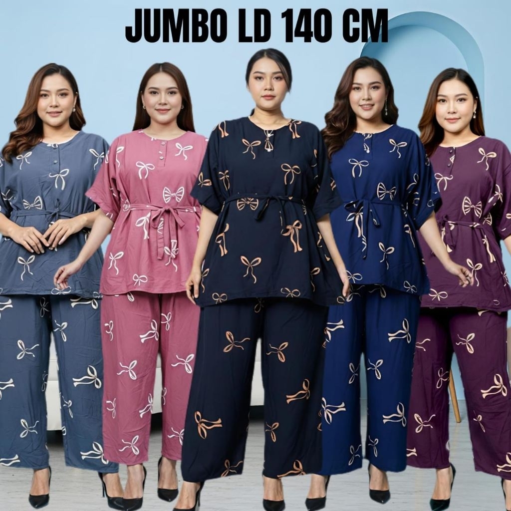 Setelan Celana Panjang Jumbo Ld 140 cm Bb 90kg approve Rayon Busui Big Size