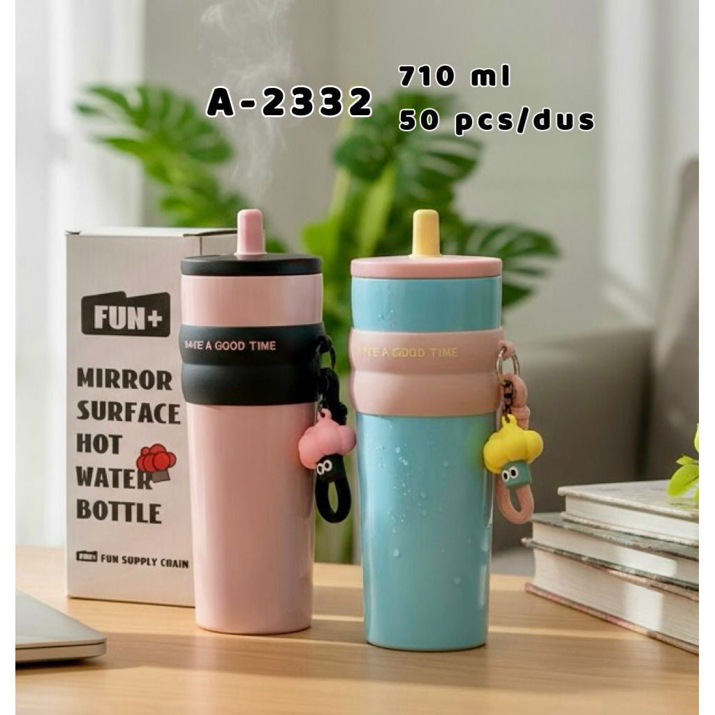 Botol Tumbler Stainless 710ml Premium Grade Aesthetic Viral Tahan Panas dan Dingin + Gantungan A-233