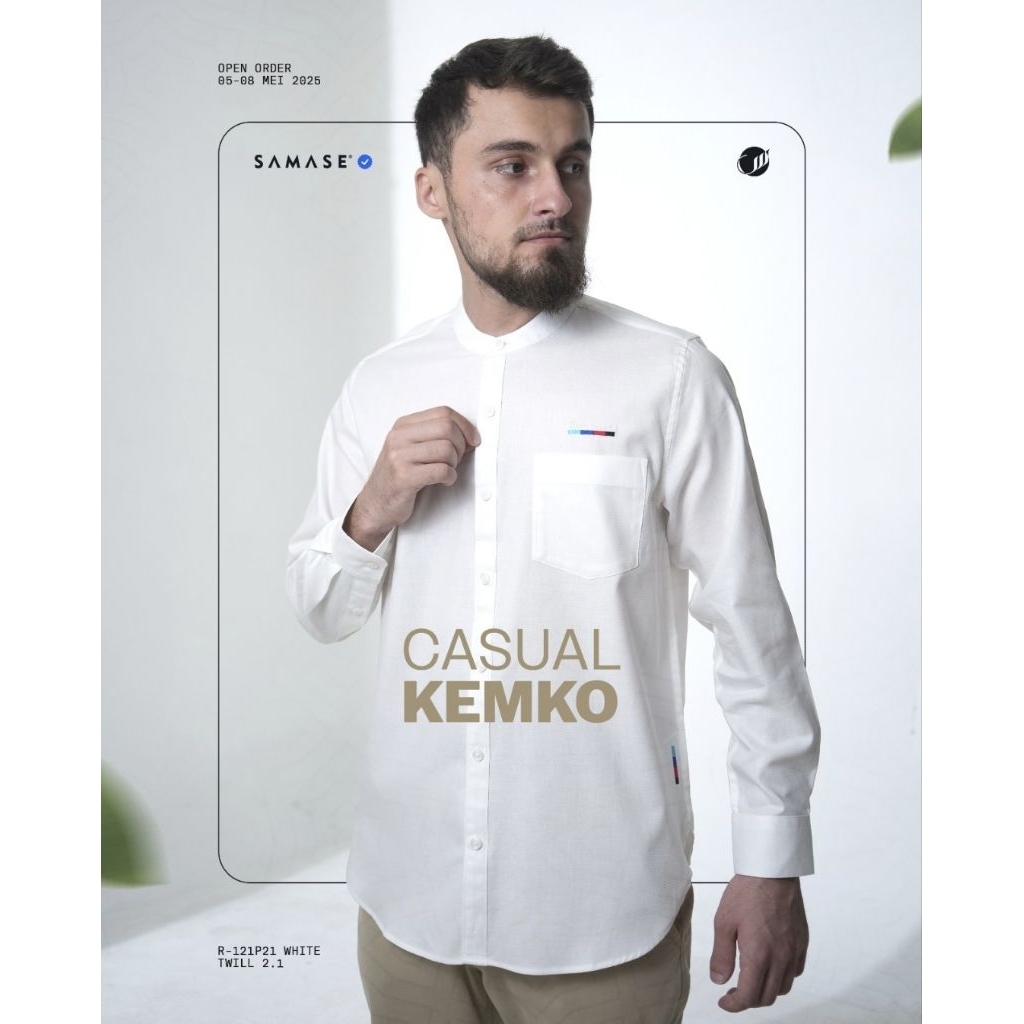Casual kemko samase lengan panjang , warna putih