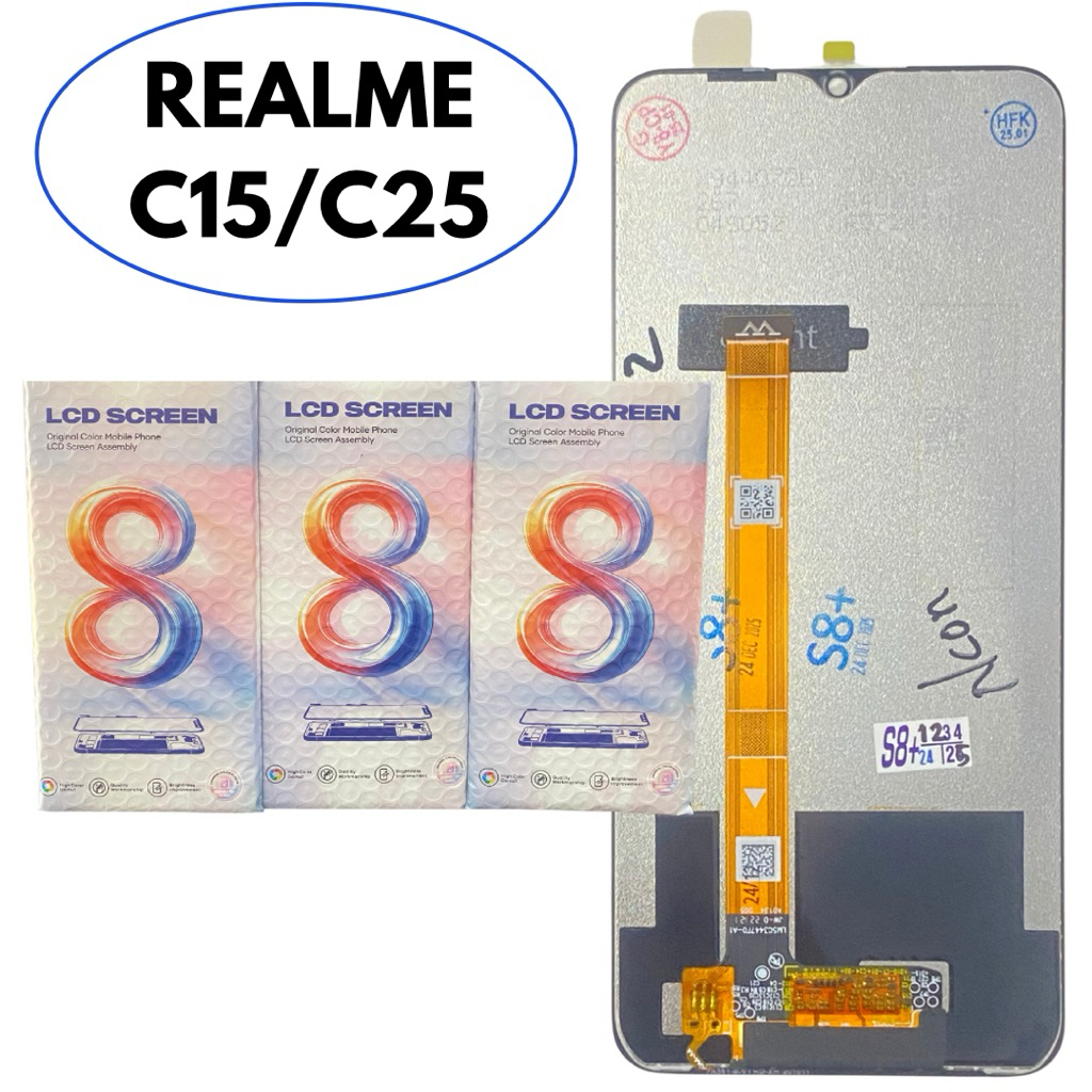 LCD ORIGINAL REALME C25 / REALME C15 UNIVERSAL FULLSET BLACK