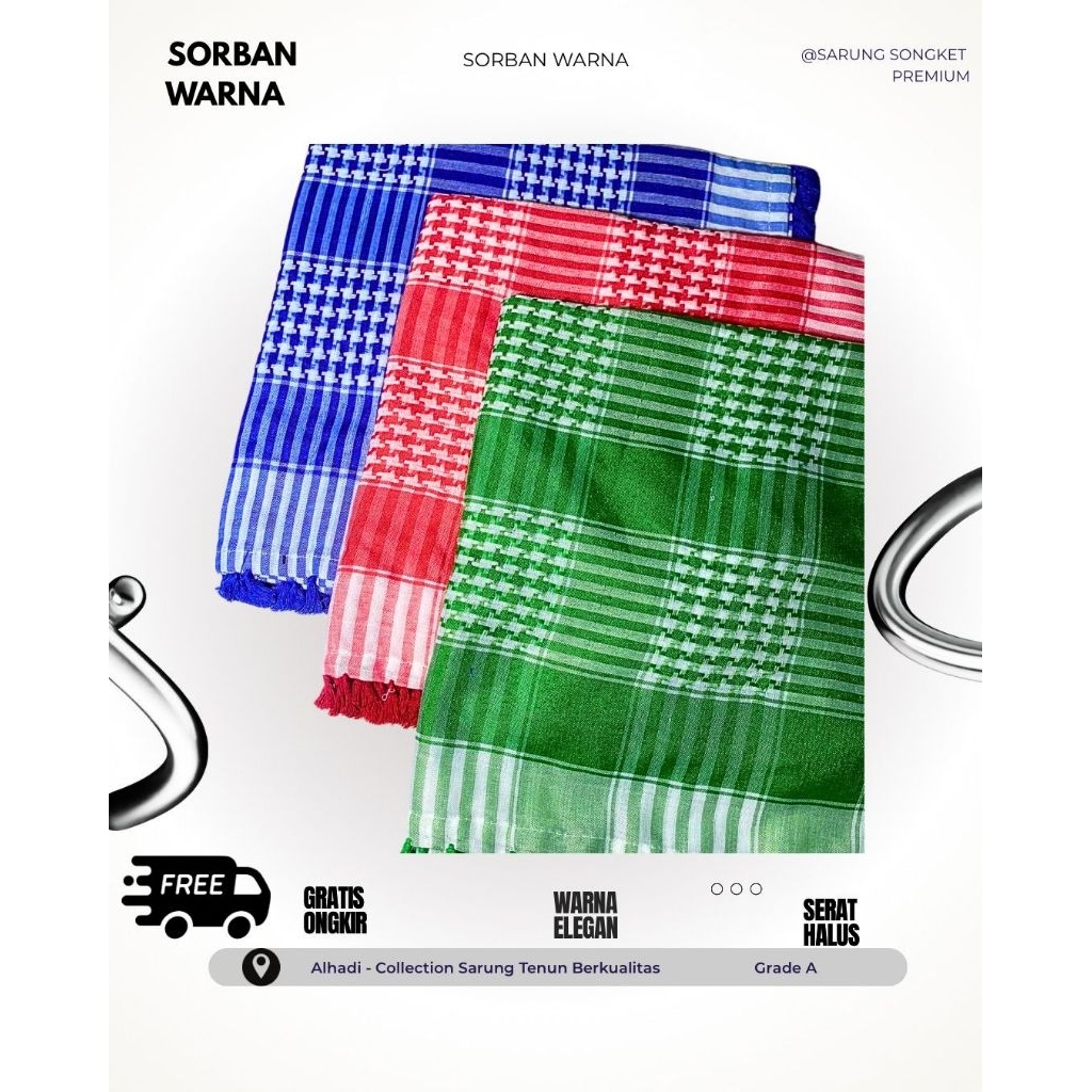 Sorban Arab Motif | Sorban Muslim | Sorban Haji | Sorban