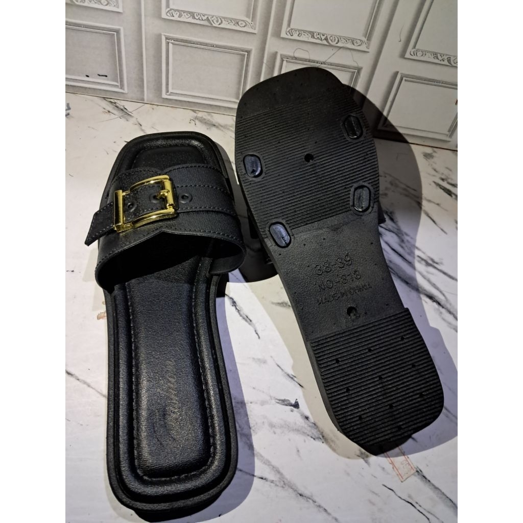 Sandal Slop wanita Anti Slip, Polos, Bantal Karet Empuk