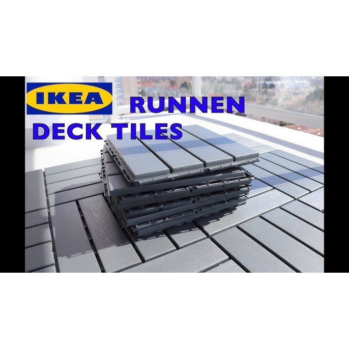 Dek lantai, untuk luar ruang, runnen plastik abu-abu tua, ukuran 0.81 m²
