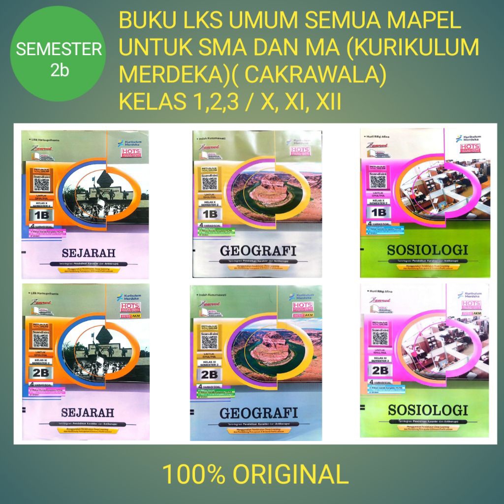 BUKU LKS PENDIDIKAN SEJARAH, GEOGRAFI , SOSIOLOGI 10,11,12 / X,XI,XII (SMA/MA) CAKRAWALA (KURIKULUM 