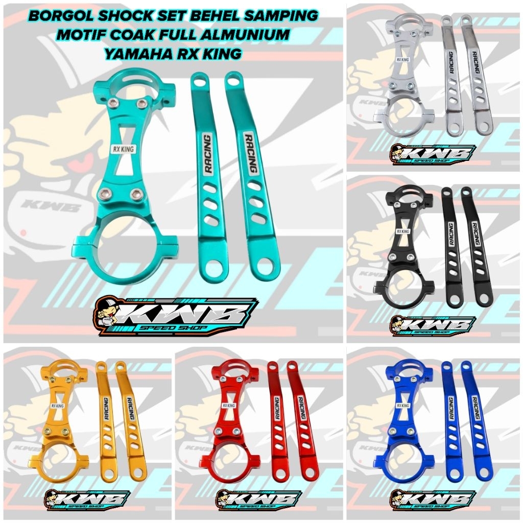Borgol Shock Depan Set Behel Samping Motif Coak Yamaha Rx King Full Almunium