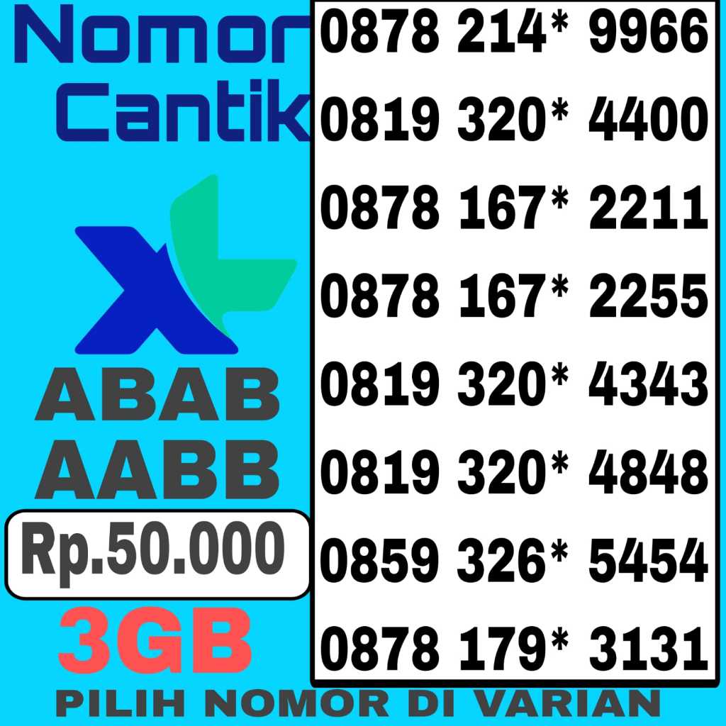 NOMOR CANTIK KARTU PERDANA XL SERI ABAB